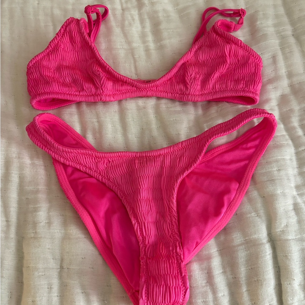 Triangl hot pink swim suit bottems - xs top- s